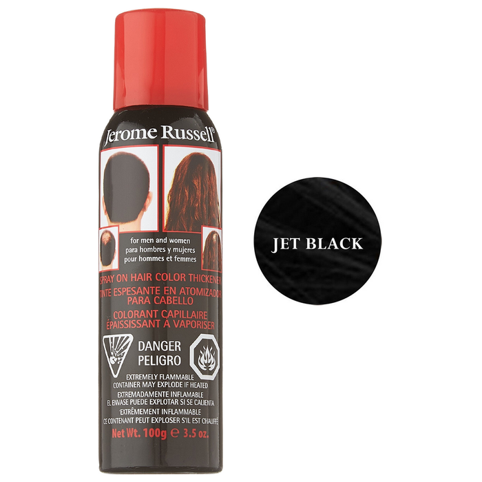 Jerome Russell Spray On Hair Color Thickener, Jet Black, 3.5 Oz by Pasteur Pharmacy