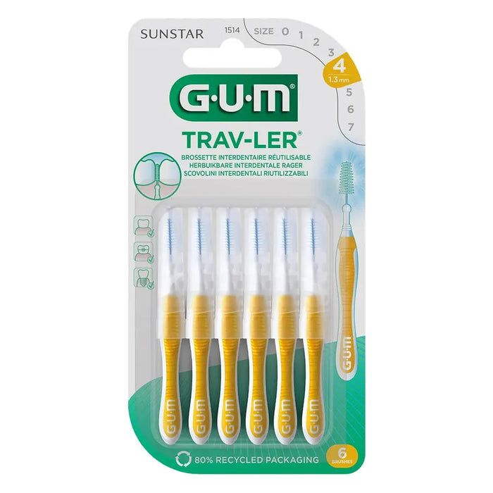 GUM Trav-Ler Interdental Brushes Size 4 1.3mm x6 by Pasteur Pharmacy