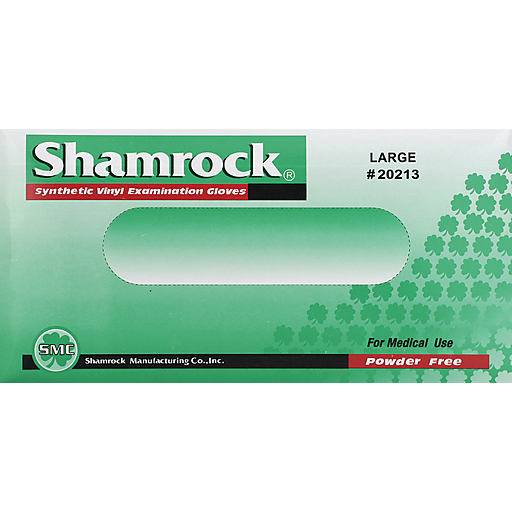 Shamrock 20213 Powder Free Clear Vinyl Large Examination Gloves by Pasteur Pharmacy