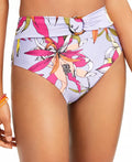 Bar III Printed High-Waist Bikini Bottoms Wild Tropic, Purple, Size XS by Vanessa Jane