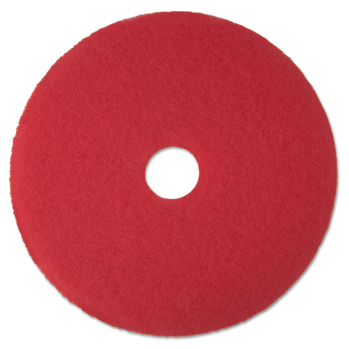 3M Low-Speed Buffer Floor Pads 5100, 12" Diameter, Red, 5/Carton
