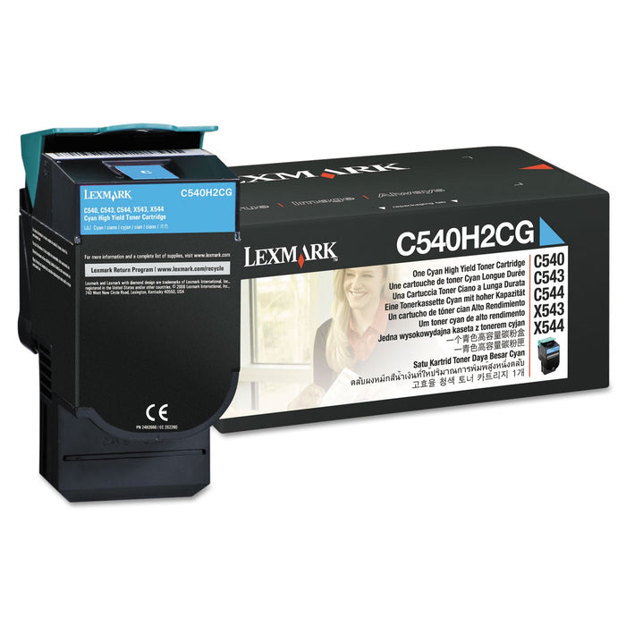 Lexmark C540H2CG High-Yield Toner, 2,000 Page-Yield, Cyan