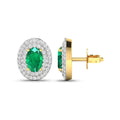 Genuine Zambian Emerald and Diamond Studs by Fine Color Jewels