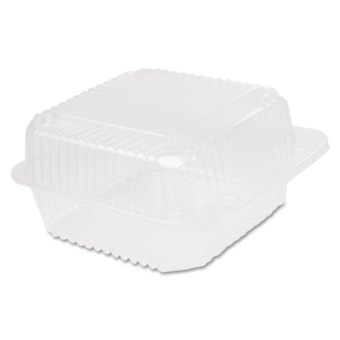 Dart StayLock Clear Hinged Lid Containers, 6.5 x 6.1 x 3, Clear, Plastic, 125/Pack, 4 Packs/Carton