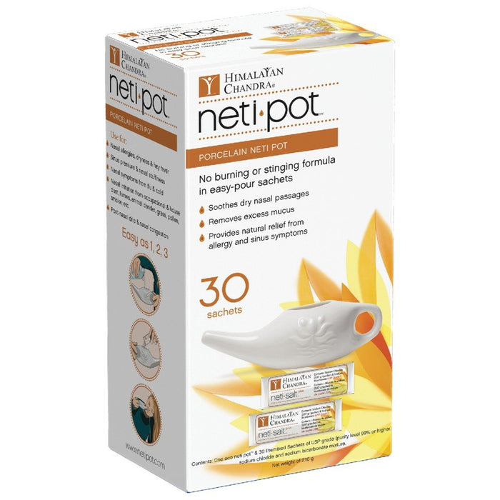 Himalayan Chandra Porcelain Sachets Neti Pot 30Ct by Pasteur Pharmacy