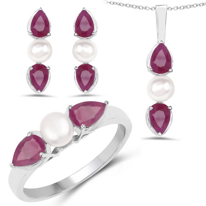 Genuine Ruby Jewelry Set by Fine Color Jewels