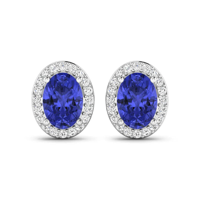 Genuine Diamond and Tanzanite Studs by Fine Color Jewels