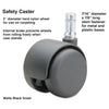 Master Caster Safety Casters, Standard Neck, Grip Ring Type B Stem, 2" Hard Nylon Wheel, Matte Black, 5/Set