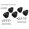Master Caster Deluxe Futura Casters, Flush Mount, Grip Ring Type B and Type K Stems, 2.19" Hard Nylon Wheel, Matte Black, 5/Set
