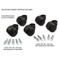 Master Caster Deluxe Futura Casters, Flush Mount, Grip Ring Type B and Type K Stems, 2.19" Hard Nylon Wheel, Matte Black, 5/Set