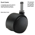 Master Caster Duet Dual Wheels, Grip Ring Type C Stem, 2" Soft Polyurethane Wheel, Matte Black, 5/Set
