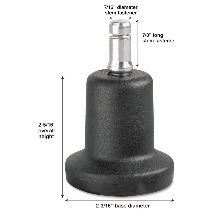 Master Caster High Profile Bell Glides, Grip Ring Type B Stem, 2.19" x 2.31" Glide, Matte Black, 5/Set
