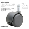 Master Caster Safety Casters, Standard Neck, Grip Ring Type B Stem, 2" Soft Polyurethane Wheel, Matte Black, 5/Set