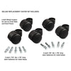 Master Caster Deluxe Futura Casters, Flush Mount, Grip Ring Type B and Type K Stems, 2.19" Soft Polyurethane Wheel, Matte Black, 5/Set