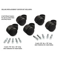 Master Caster Deluxe Futura Casters, Flush Mount, Grip Ring Type B and Type K Stems, 2.19" Soft Polyurethane Wheel, Matte Black, 5/Set