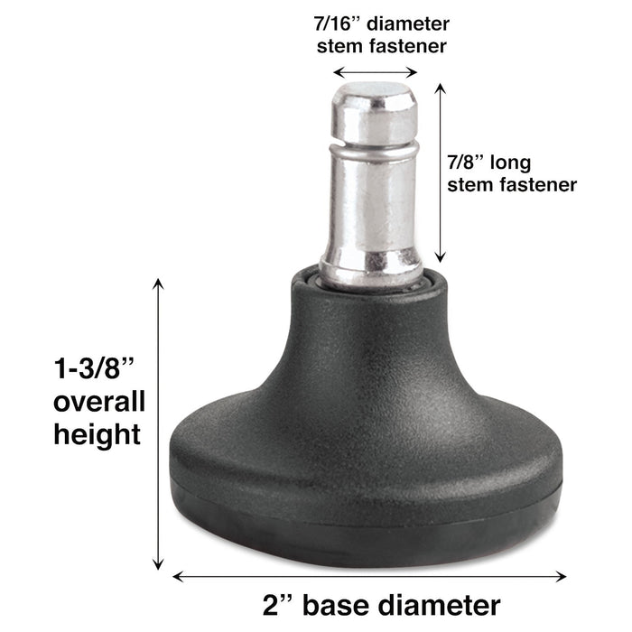 Master Caster Low Profile Bell Glides, Grip Ring Type B Stem, 2" x 1.38" Glide, Matte Black, 5/Set