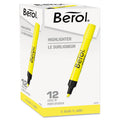 Berol 4009 Chisel Tip Highlighter, Fluorescent Yellow Ink, Chisel Tip, Yellow/Black Barrel, Dozen