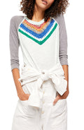 Free People Womens Chevron 3/4 Sleeve Crew Neck T-Shirt Top, XS by Vanessa Jane