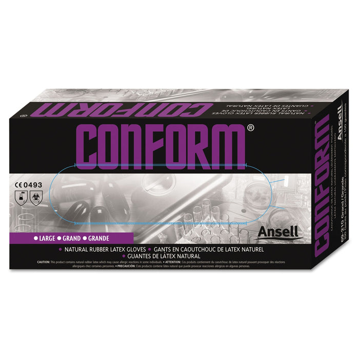 AnsellPro Conform Natural Rubber Latex Gloves, 5 mil, Medium, 100/Box