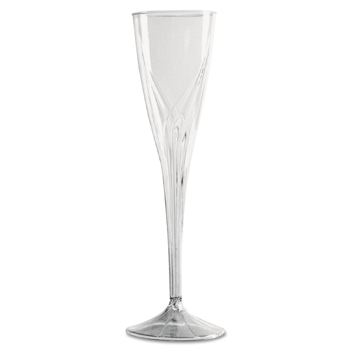 WNA Classicware One-Piece Champagne Flutes, 5 oz, Clear, Plastic, 10/Pack, 10 Packs/Carton