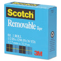 Scotch Removable Tape, 1" Core, 0.5" x 36 yds, Transparent