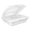 Dart Foam Hinged Lid Container, 3-Compartment, 8 oz, 9 x 9.4 x 3, White, 200/Carton