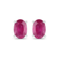 1.04 Ct Oval Pink Ruby Prong 10K Gold Stud Earrings by Fine Color Jewels
