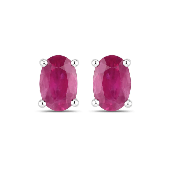 1.04 Ct Oval Pink Ruby Prong 10K Gold Stud Earrings by Fine Color Jewels