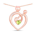 0.25 Ct Heart Green Peridot Prong Rose Gold Plated Mom Pendant Necklace by Fine Color Jewels
