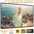 16:9 Foldable Projector Screen Anti-Crease Wall Mounted by DailySale