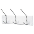 Safco Metal Wall Rack, Three Ball-Tipped Double-Hooks, Metal, 18w x 3.75d x 7h, Satin