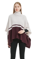 Save the Ocean Sustainable Color Block Pullover Turtleneck Poncho by Vanessa Jane