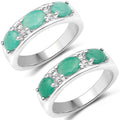 1.38 Carat Genuine Emerald and White Topaz .925 Sterling Silver Ring by Bids.com