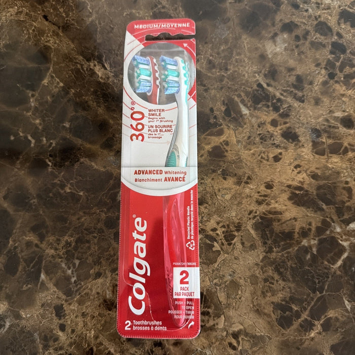 Colgate 360 Advanced Optic White Medium Toothbrushes (2-Pack) by Price Is Right Miami