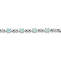 Oval White Created Opal & CZ Prong Sterling Silver X Link Bracelet by Fine Color Jewels