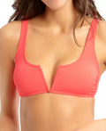 California Waves Juniors Ribbed V-Wire Bralette Bikini Top by Vanessa Jane