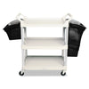 Rubbermaid Xtra Utility Cart, Plastic, 3 Shelves, 2 Bins, 300 lb Capacity, 20" x 40.63" x 37.8", Gray