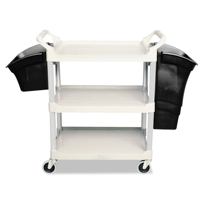Rubbermaid Xtra Utility Cart, Plastic, 3 Shelves, 2 Bins, 300 lb Capacity, 20" x 40.63" x 37.8", Gray