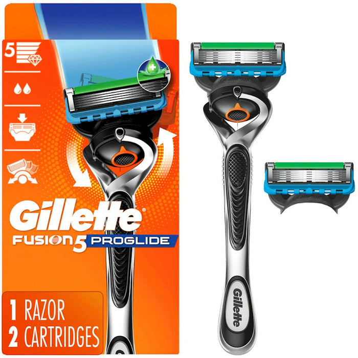 Gillette Fusion ProGlide Men's Razor Handle + 2 Blade Refills by Pasteur Pharmacy