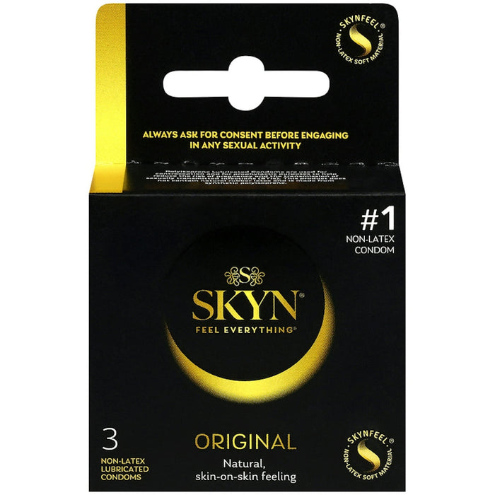SKYN Original Non-Latex Condoms, natural Feel Polyisoprene - 3 Count Travel Pack by Pasteur Pharmacy