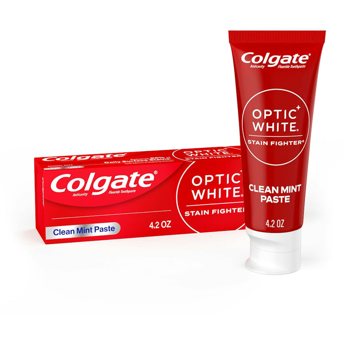 Colgate Optic White Stain Fighter Anticavity Fluoride Toothpaste, Clean Mint Paste, 4.2 Ounces by Pasteur Pharmacy