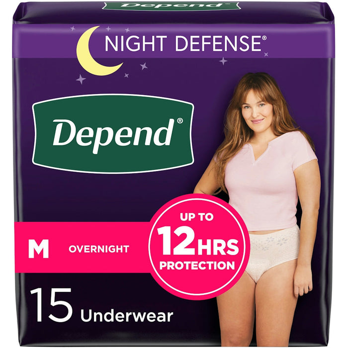 Depend Night Defense Adult Incontinence Underwear For Women, Overnight, M, Blush by Pasteur Pharmacy