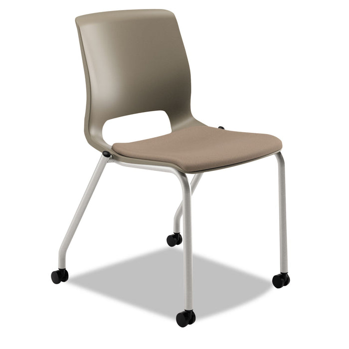 HON Motivate Four-Leg Stacking Chair, Supports Up to 300 lb, Morel Seat, Shadow Back, Platinum Base, 2/Carton