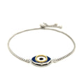 Sterling Silver Adjustable Two Toned Enameled Evil Eye Friendship Bracelet by Bids.com
