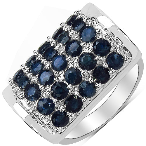 3.51 Carat Genuine Blue Sapphire & White Diamond .925 Sterling Silver Ring by Bids.com
