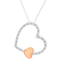 10KT Two Tone Gold 1/6 cttw Diamond Floating Heart Pendant Necklace (K-L, I1-I2) by Bids.com