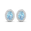 Genuine Diamond Aquamarine Studs Earrings