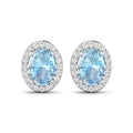 Genuine Diamond Aquamarine Studs Earrings by Fine Color Jewels
