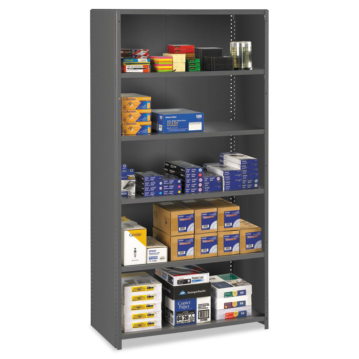Tennsco Closed Commercial Steel Shelving, Six-Shelf, 36w x 18d x 75h, Medium Gray