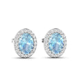 Genuine Diamond Aquamarine Studs Earrings by Fine Color Jewels